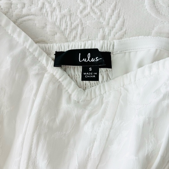 NWOT Lulus Adoring Praise Ivory Satin Jacquard Strapless Bustier Midi Dress - Picture 4 of 8